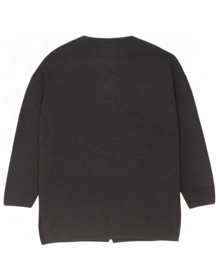 Damski sweter oversize Benetton UK 16, duży, szary, wełniany
