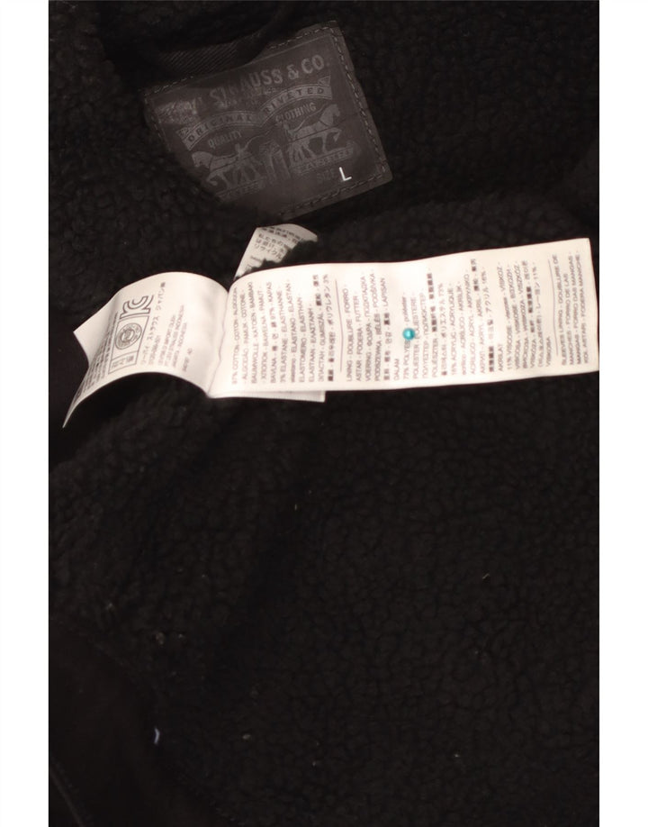 Damska kurtka jeansowa Levi's Sherpa UK 16, duża, czarna, bawełniana