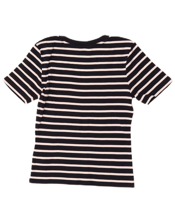 Damska krótka koszulka Tommy Hilfiger Top UK 10 w małe czarne paski, bawełna