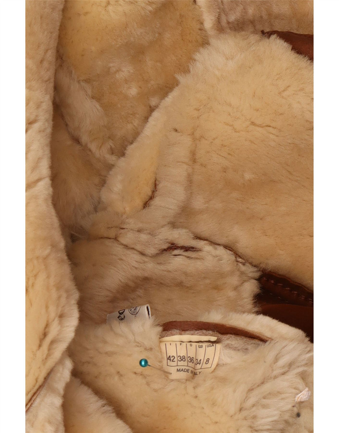 Vintage damska, oversize'owa kurtka shearling US 8, średnia brązowa skóra