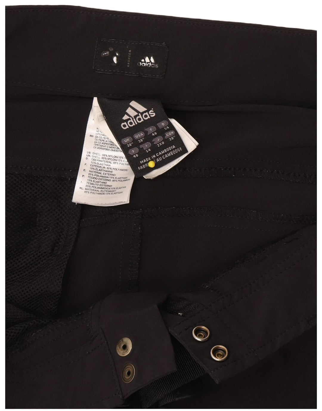 Męskie spodenki cargo Adidas W38 XL z czarnego nylonu