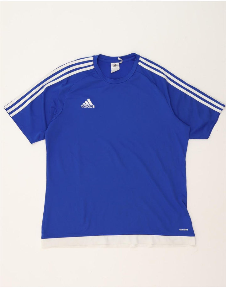 Adidas Męska koszulka Climalite Top XL Niebieski poliester z blokami kolorów
