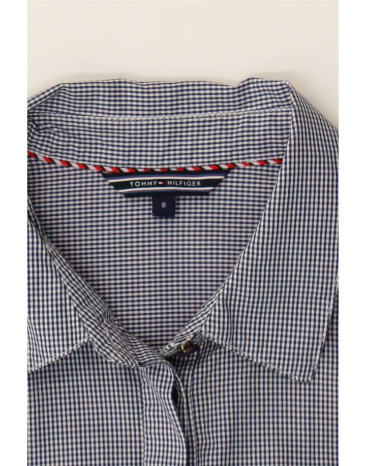 TOMMY HILFIGER Womens Longline Shirt US 8 Medium Blue Gingham Cotton Vintage Tommy Hilfiger and Second-Hand Tommy Hilfiger from Messina Hembry 