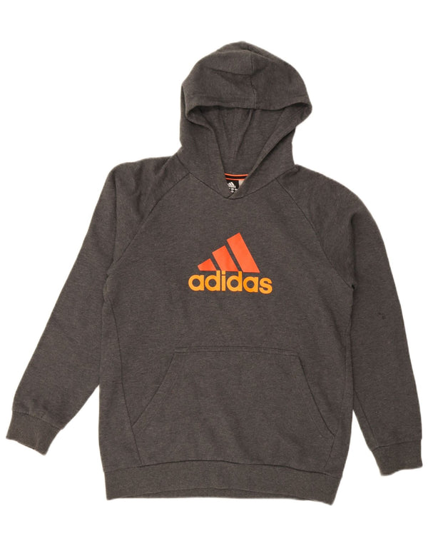 Chłopięca bluza z kapturem Adidas z grafiką 15-16 lat, szara, nakrapiana bawełna