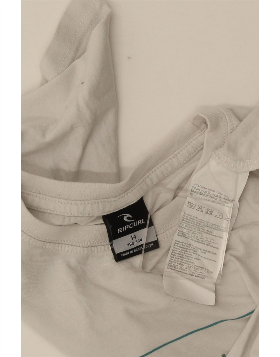 Chłopięcy T-shirt z grafiką Rip Curl, 13-14 lat, biała bawełna