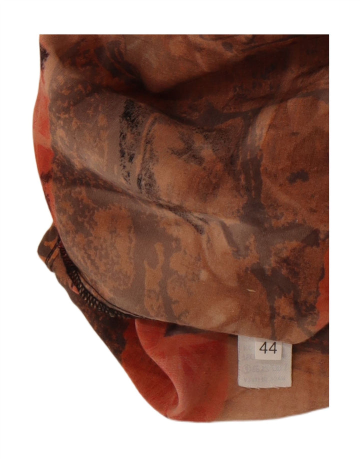 Koszula damska w stylu vintage w abstrakcyjny wzór EU 44 XL Brązowy sztuczny jedwab