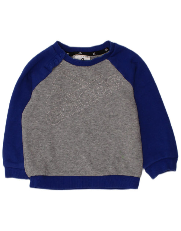 Bluza chłopięca Adidas Baby Graphic 9-12 miesięcy Szara, z blokami kolorów