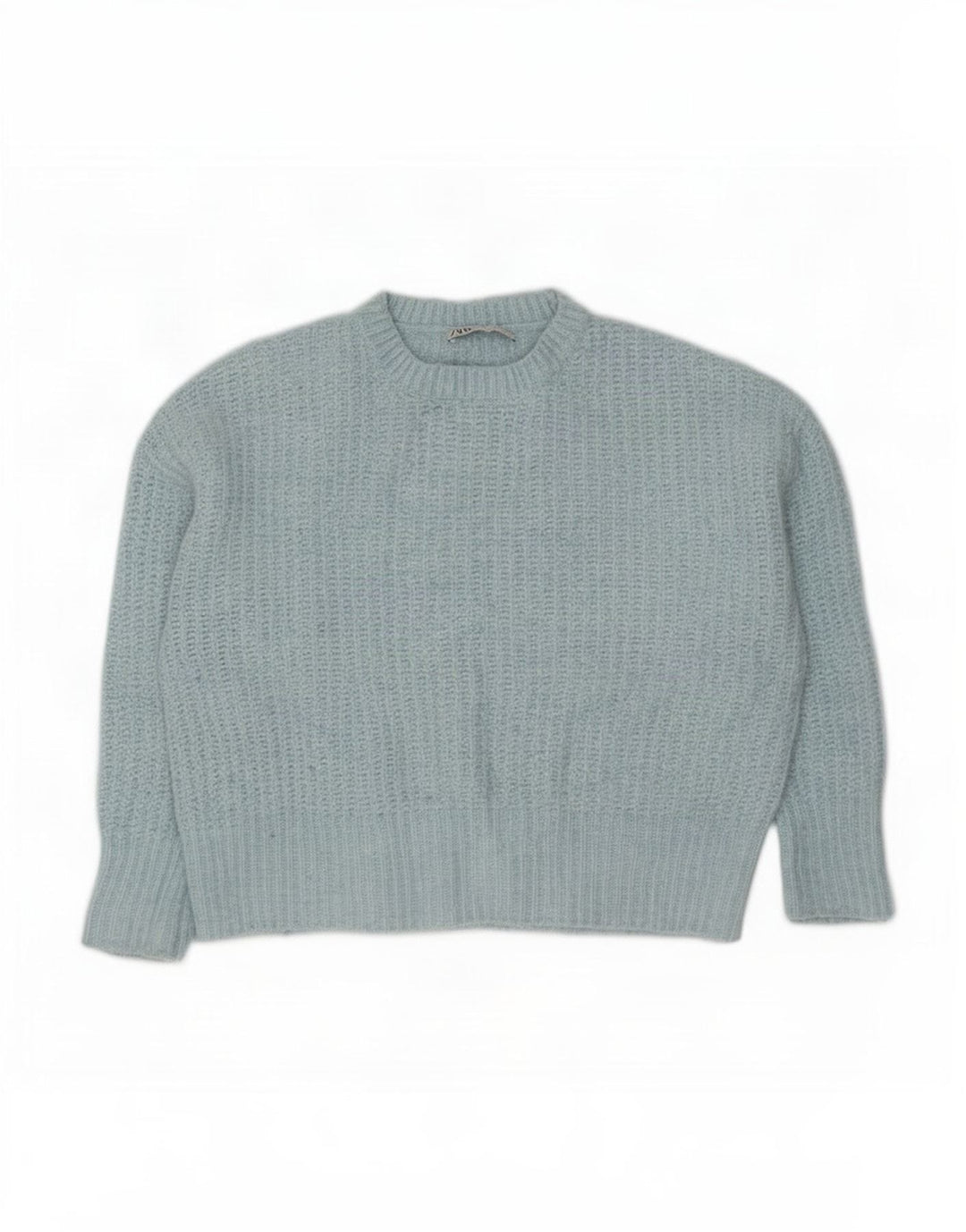 Damski sweter oversize z okrągłym dekoltem Zara UK 14, średni niebieski poliester