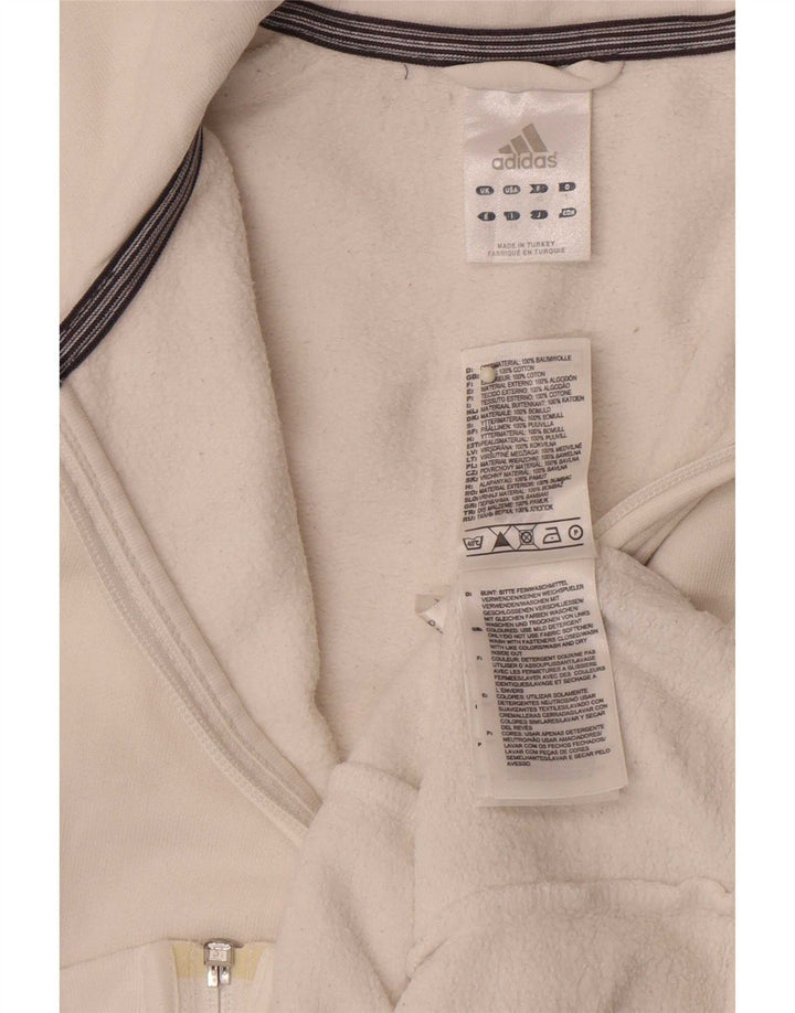 Damska bluza dresowa Adidas UK 12 Średnia biała bawełna