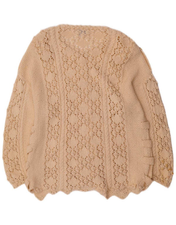 Sweter damski Golden Spiderweb UK 18 XL w kolorze złamanej bieli, bawełniany