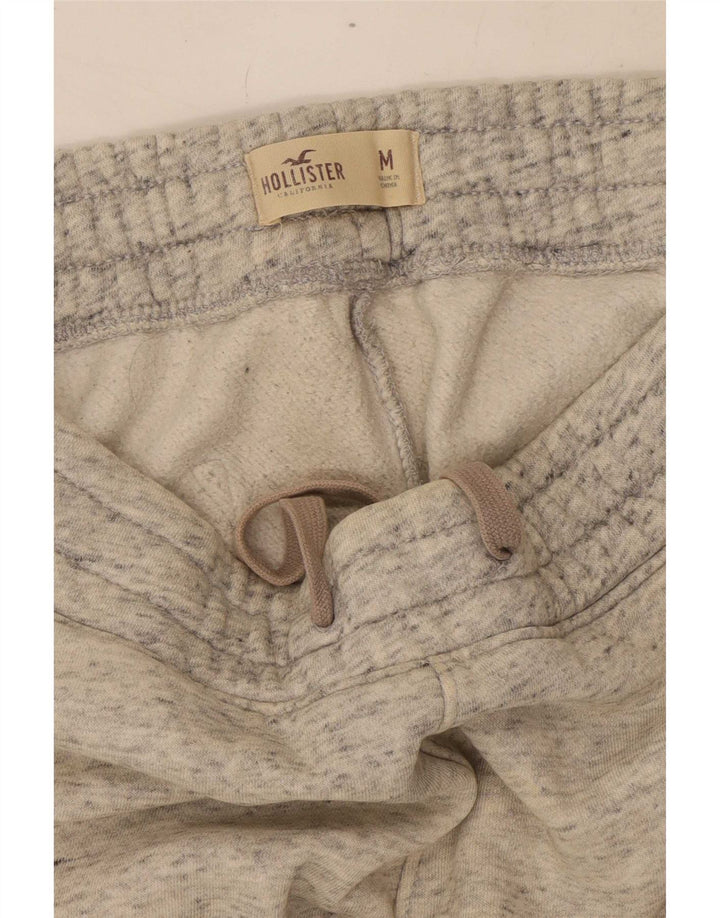 Męskie spodnie dresowe Hollister z grafiką, średnioszare, bawełniane w cętki