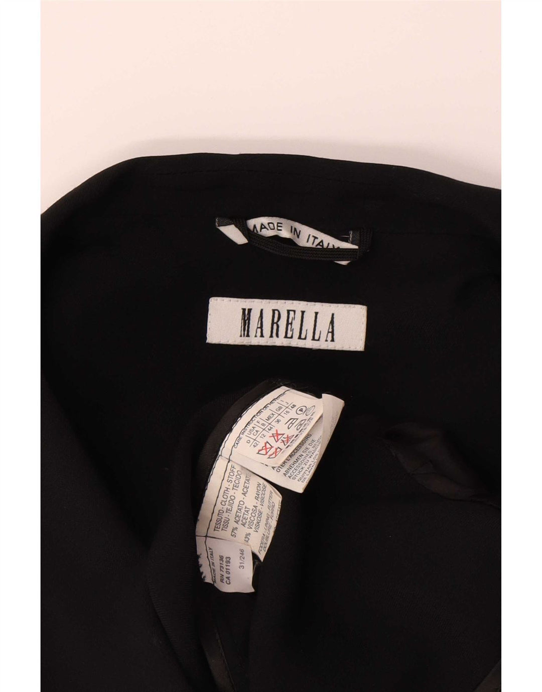 Marella Damska marynarka z rękawem 3/4 UK 16, duża, czarna, octanowa