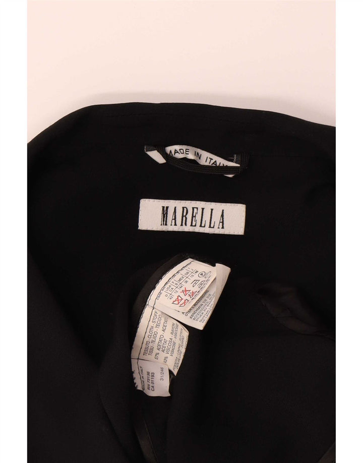 Marella Damska marynarka z rękawem 3/4 UK 16, duża, czarna, octanowa