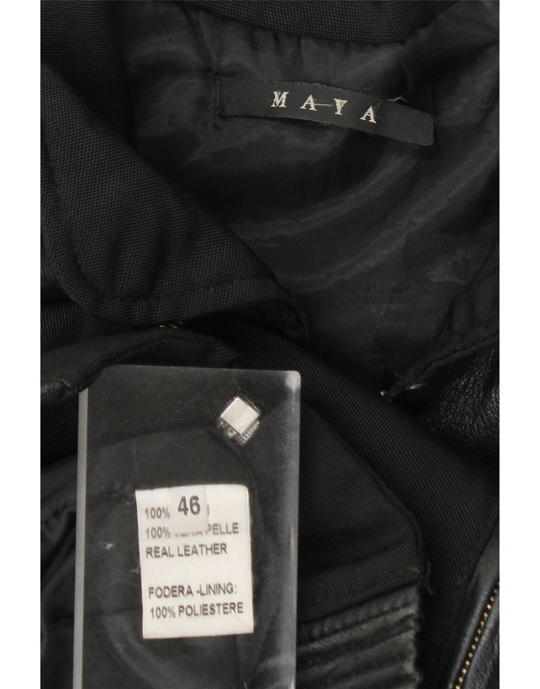 Damska kurtka bomberka w stylu vintage IT 46, duża, czarna skóra