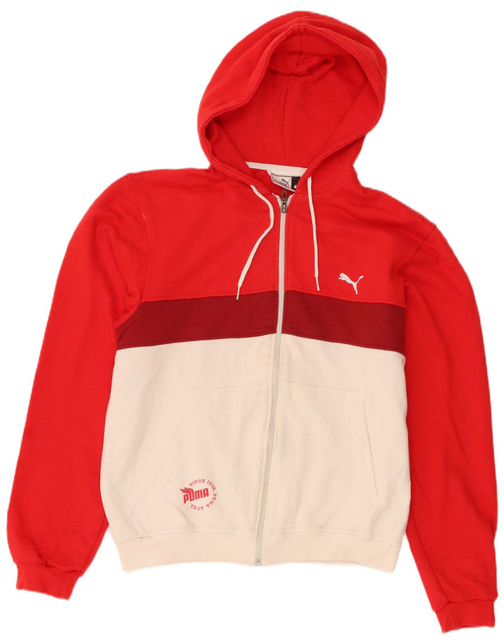 Męski sweter Puma z grafiką i zamkiem błyskawicznym, bawełniany, w kolorze średniej czerwieni