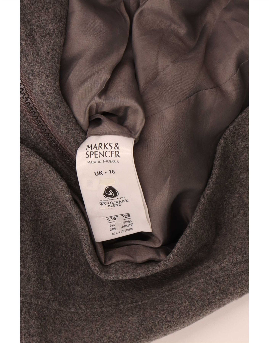 Marks & Spencer Damska kurtka bomberka oversize UK 10, mała, szara wełna
