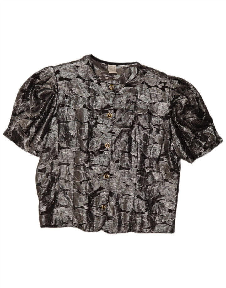 Damska bluzka koszulowa C & A z krótkim rękawem i abstrakcyjnym wzorem IT 48 XL srebrna