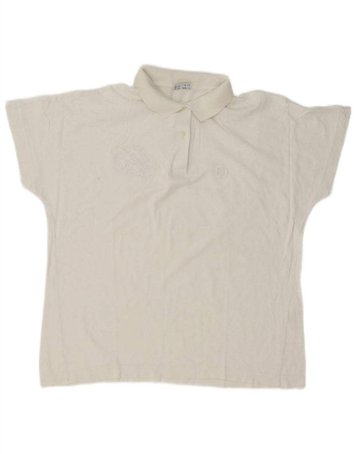 Damska koszulka polo Sergio Tacchini US 14 XL, biała bawełna