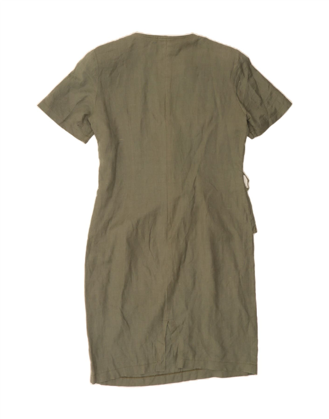 VINTAGE Womens Peplum Dress IT 46 Large Khaki Flax Vintage Vintage and Second-Hand Vintage from Messina Hembry 