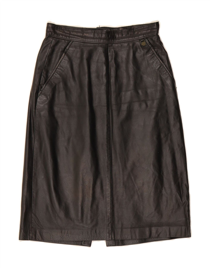 VINTAGE Womens Leather Skirt W24 XS Black Leather Vintage Vintage and Second-Hand Vintage from Messina Hembry 