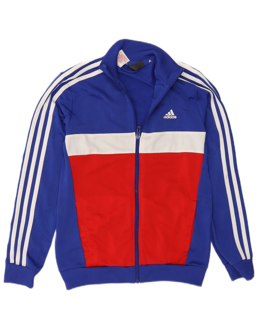 Chłopięca kurtka dresowa Adidas 11-12 lat Niebieski poliester z blokami kolorów