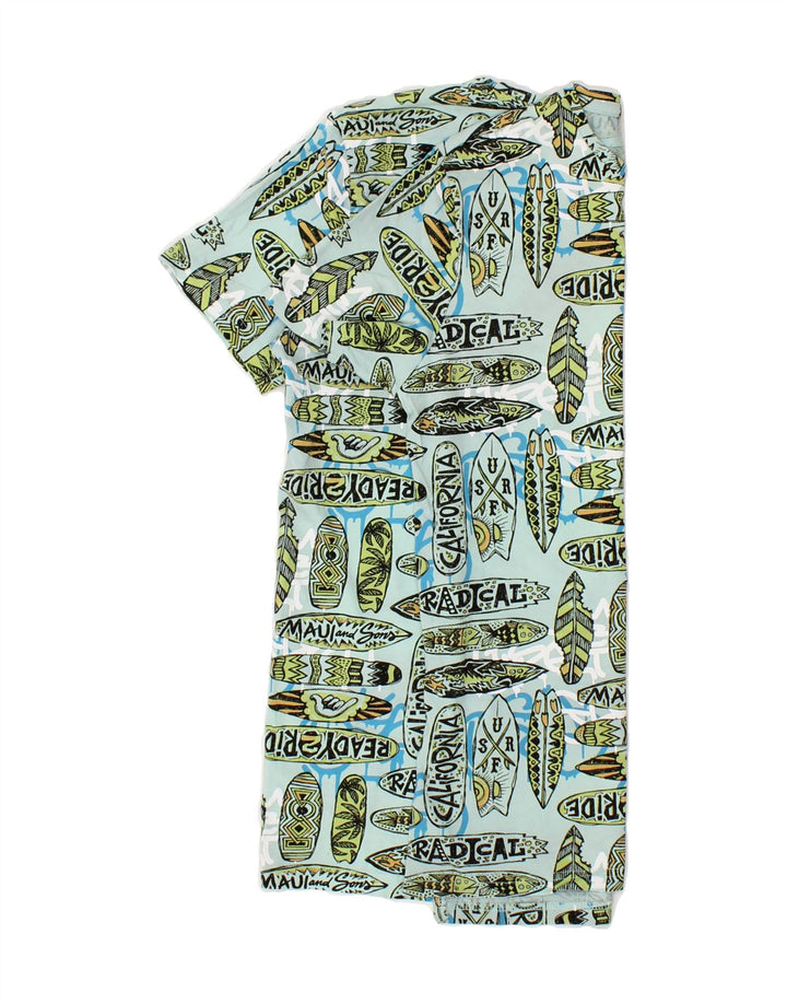 MAUI AND SONS Mens Abstract Pattern T-Shirt Top Medium Blue Cotton Vintage Maui and Sons and Second-Hand Maui and Sons from Messina Hembry 