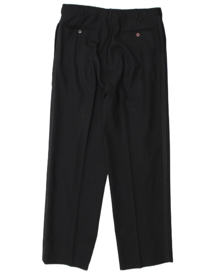 Egon Von Furstenberg Męskie UK 40 Large W32 L32 Czarna dziewicza wełna