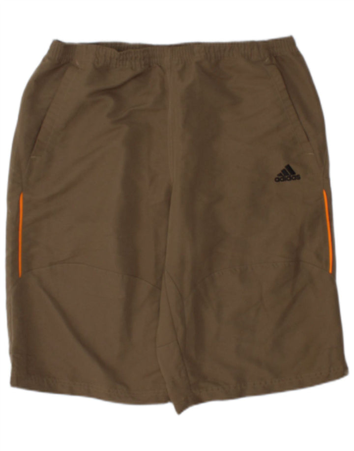 Męskie spodenki sportowe Adidas, średni khaki, poliester z blokami kolorów