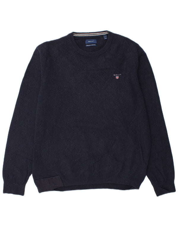 Męski sweter z okrągłym dekoltem Gant XL, granatowo-wełniany