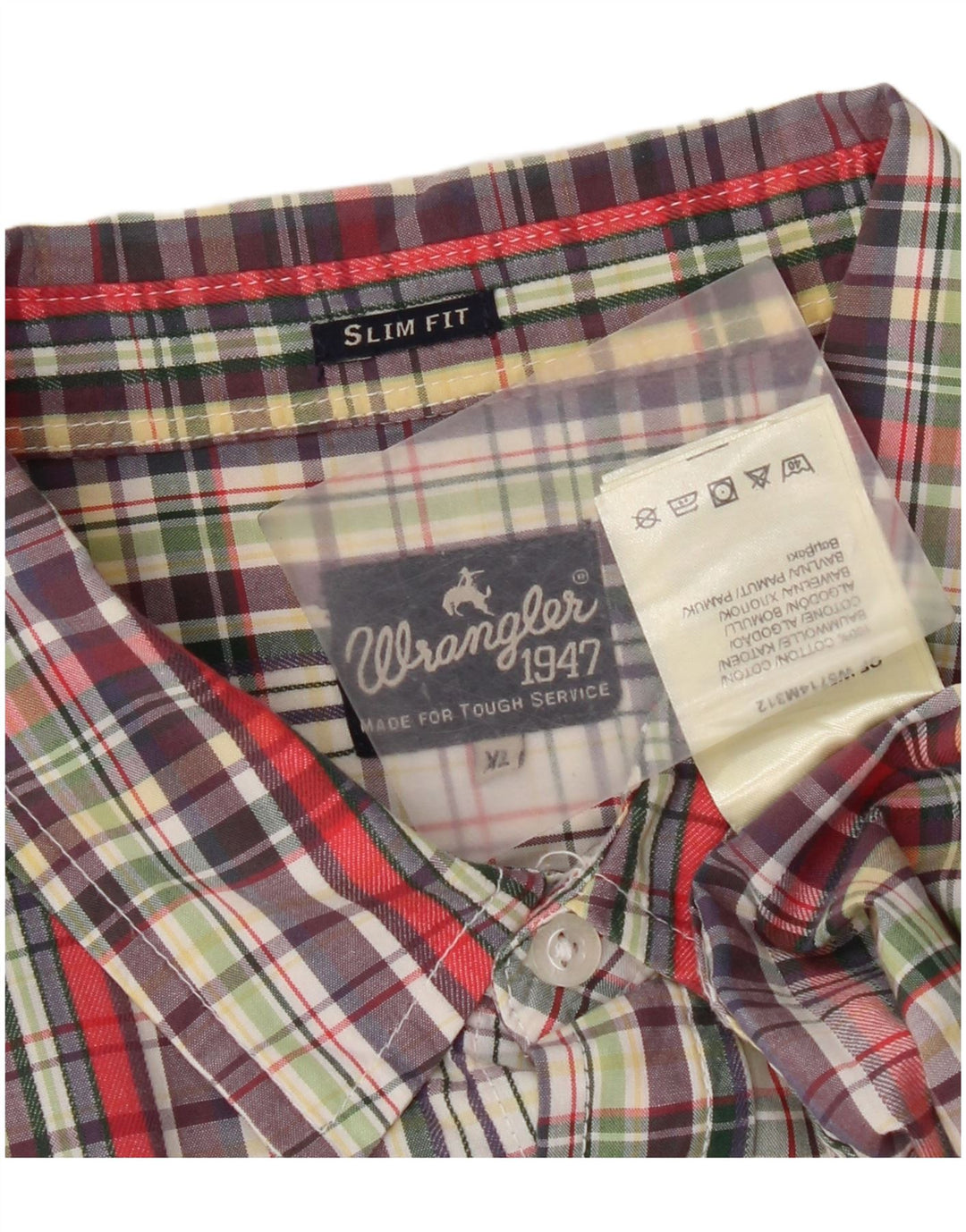 Męska koszula z krótkim rękawem Wrangler Slim Fit w wielobarwną kratkę, bawełniana