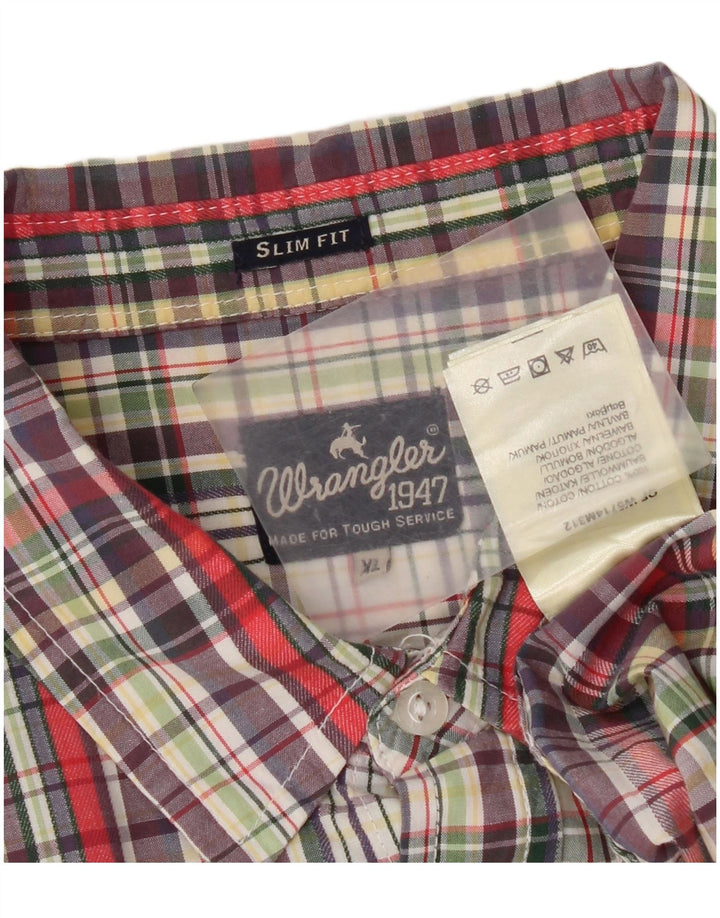 Męska koszula z krótkim rękawem Wrangler Slim Fit w wielobarwną kratkę, bawełniana