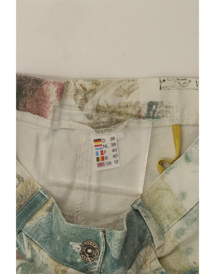 Spodenki damskie w stylu vintage UK 12 Medium W26 wielokolorowe kwiatowe