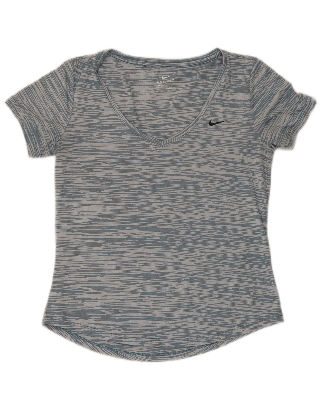 Damska koszulka Nike Dri Fit Loose Fit Top UK 6 XS z poliestru w niebieskie paski