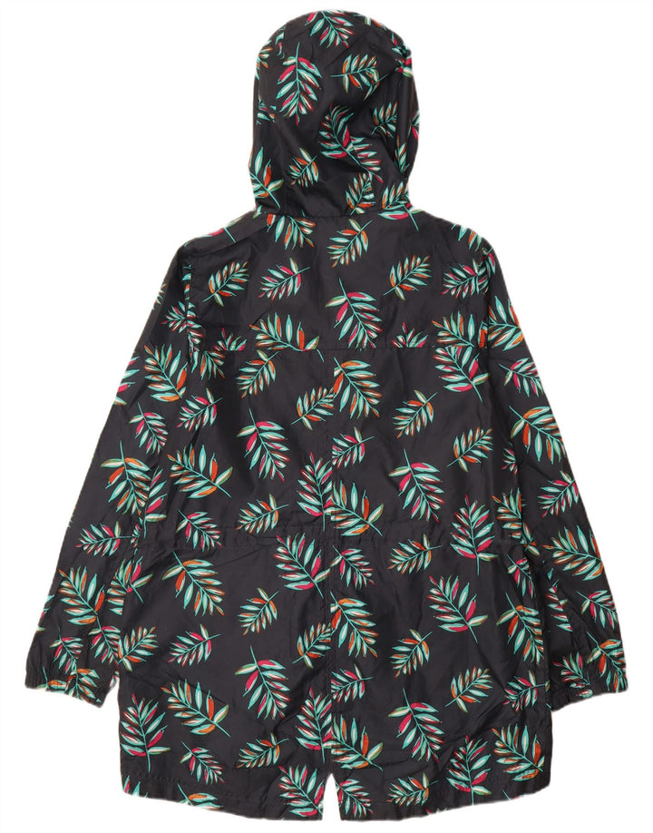 MARKS & SPENCER Damska kurtka parka z kapturem UK 14 Średni granatowy w kwiaty
