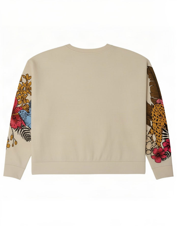 Damska bluza oversize Zara z grafiką UK 14, średnia, biała, w kwiaty