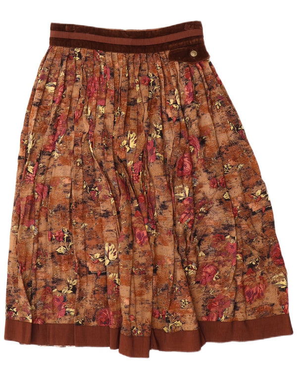 Damska plisowana, rozkloszowana spódnica Seminole IT 44 Medium W28 Brązowa wiskoza w kwiaty