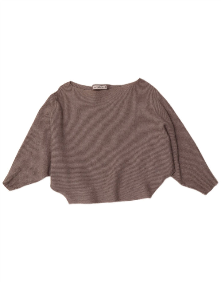 Damski sweter Zara z dekoltem w kształcie łódki w kształcie łódki, UK 12, średni szary, wiskoza