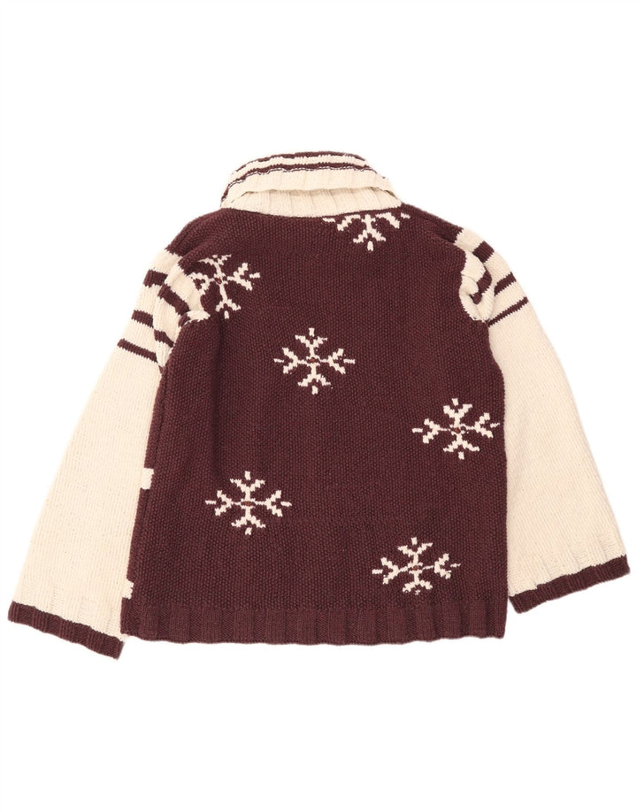 Vintage męski sweter z wywijanym dekoltem, średni bordowy kolor, zimowy