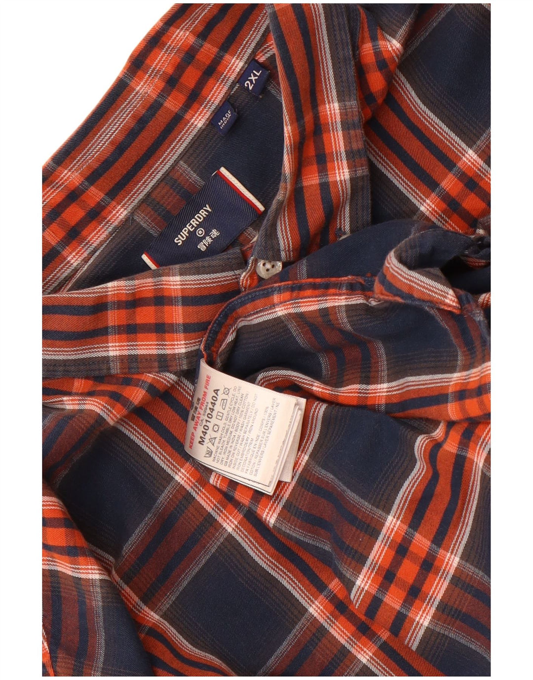 Męska koszula flanelowa Superdry 2XL, bawełniana, granatowa w kratkę