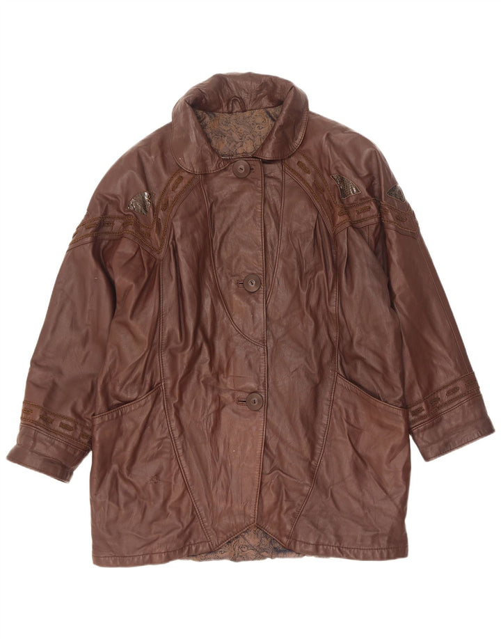 Marcos Damski płaszcz skórzany oversize IT 40 Small Brown Leather