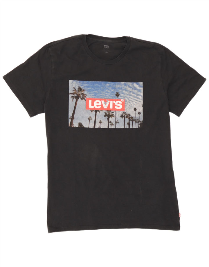 Męski T-shirt z grafiką Levi's, duży, czarny, bawełniany