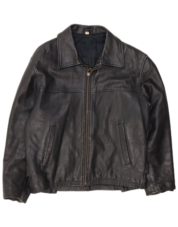 Vintage męska kurtka skórzana IT 48 średnia czarna