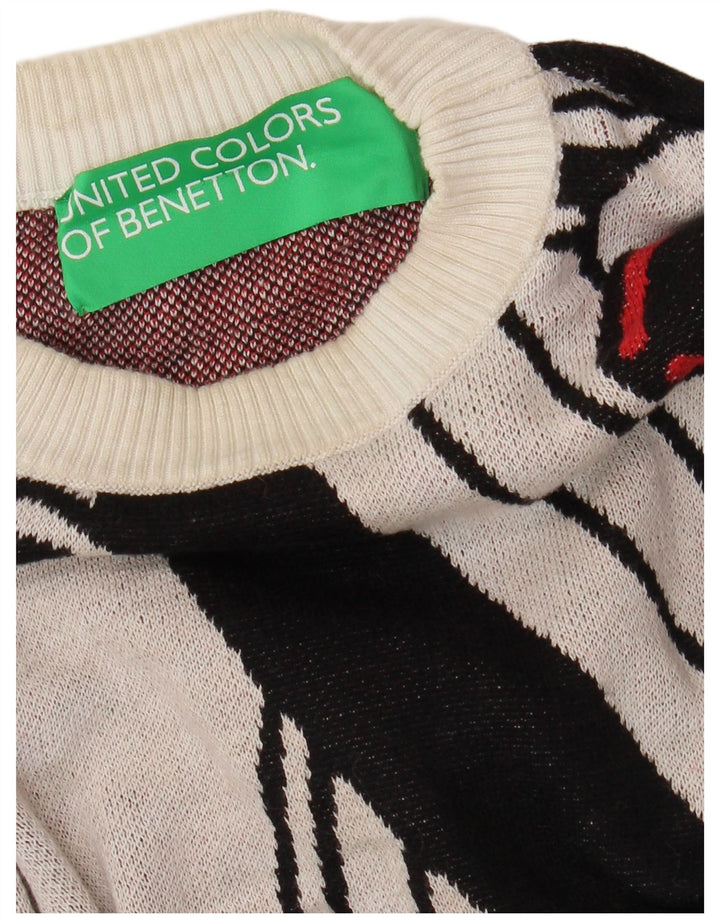 Męski sweter z okrągłym dekoltem BENETTON w kolorze średniej bieli