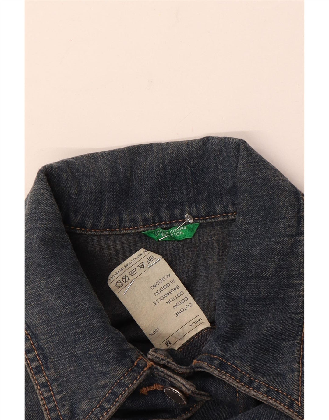 Damska kurtka dżinsowa Benetton Crop UK 14, średnia niebieska, bawełniana