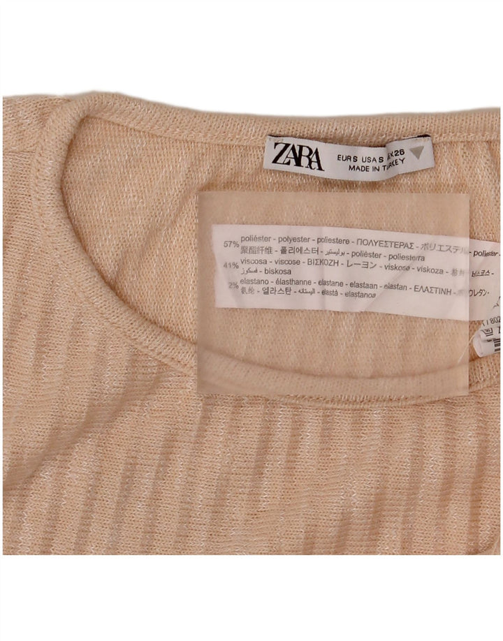 Bluzka damska Zara Top UK 10 w małe beżowe paski z poliestru
