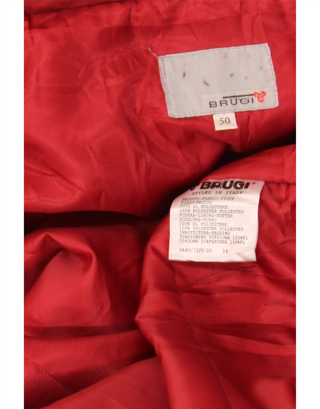 BRUGI Damski, oversize'owy, ocieplany płaszcz z kapturem IT 50 XL, czerwony poliester