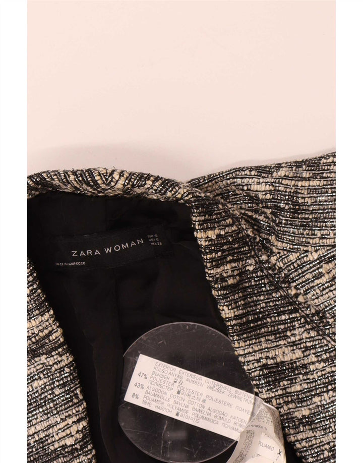 Damska marynarka Zara Crop Open, UK 10, mały, czarny, nakrapiany poliester