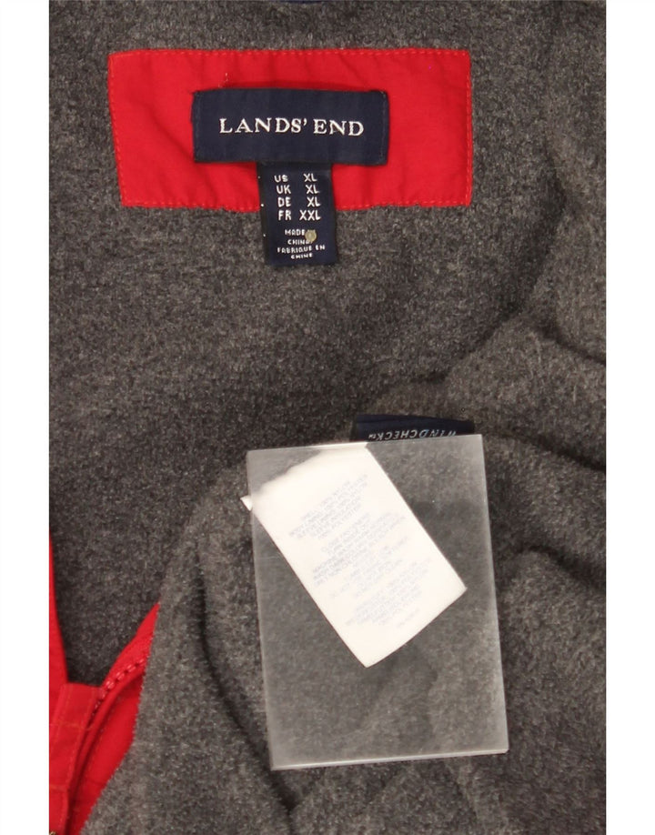 Męska kurtka wiatrówka z kapturem LANDS END UK 42 XL, czerwony nylon