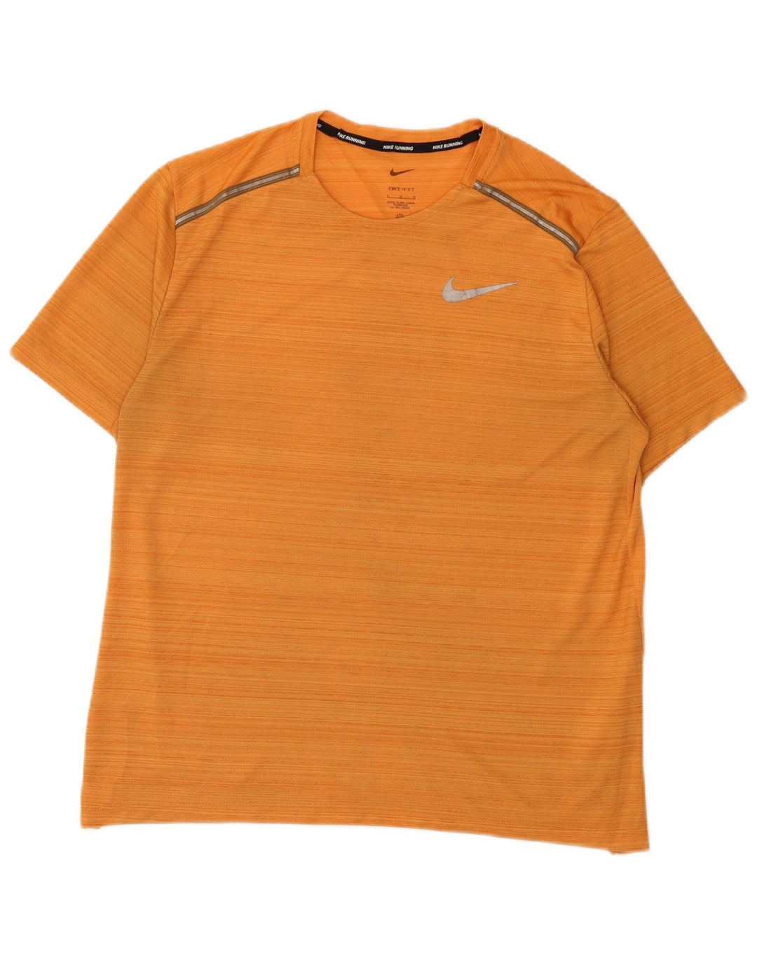 Męski T-shirt Nike Dri Fit, duży, pomarańczowy, poliestrowy w prążki