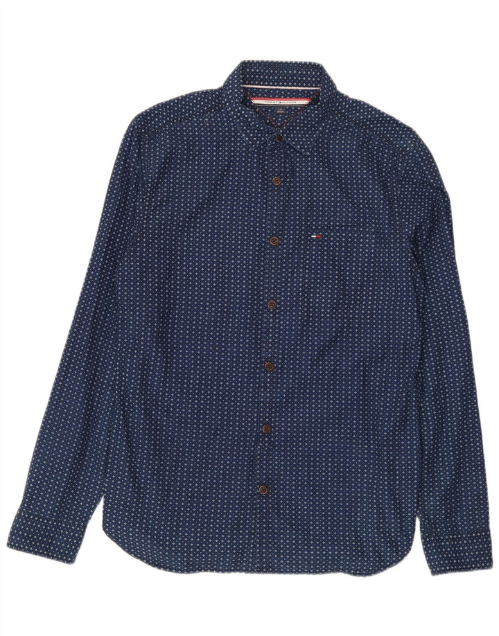 Męska koszula Tommy Hilfiger w abstrakcyjny wzór, duża, granatowa, bawełniana